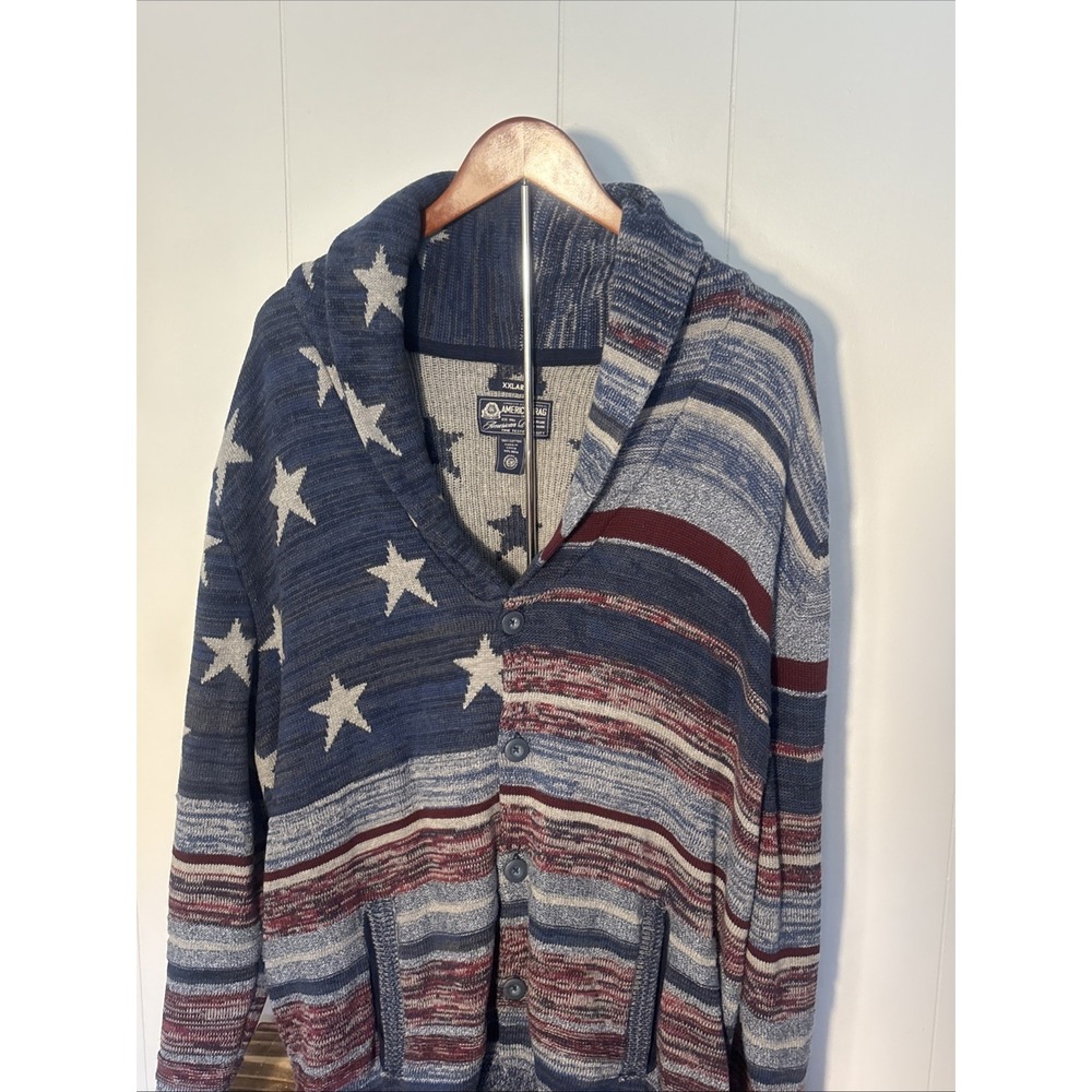 American Rag Men's Sweater Sz XXLarge Patriotic Stars Grandpa Shawl Collar New